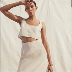 Brand New with Tags - Reformation Adalyn Linen Top in Oatmeal